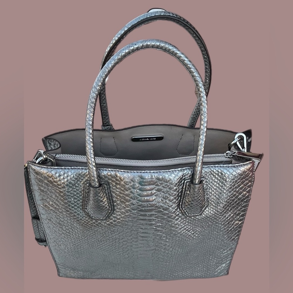 Michael Kors Mercer Snake Print Handbag with Rolled Handles and Shoulder Strap i